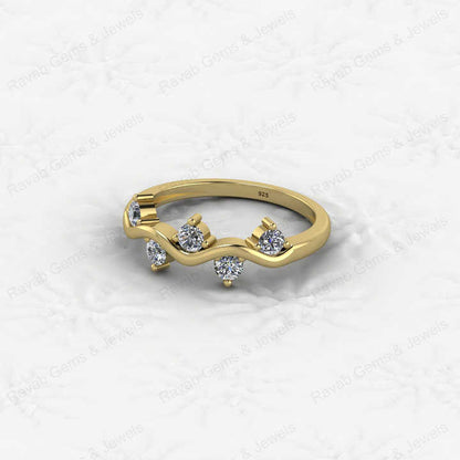 Genuine 925 Sterling Silver Eternity Band Minimalist 18K Gold Vermeil Brilliant Cut CZ Ivy Leaf Vine Ring for Women Fine Jewelry