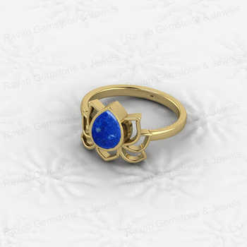 Best Selling 6x8mm Natural Lapis Lazuli Gemstone 925 Silver Vermeil Eternity Bezel Crown Design Women's Vintage Wedding Ring