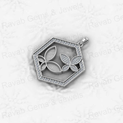 Top Selling 925 Sterling Silver 26mm Chunky Hexagon Butterfly Semi Mounting Charm Pendant Setting for Resin & Ashes Keepsake