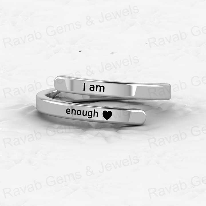 Genuine 925 Sterling Silver Eternity Band Gold Vermeil 'I Am Enough' Adjustable Ring With Custom Name Fine Jewelry for Women