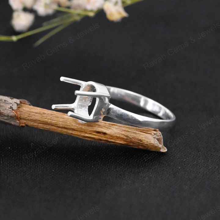 Trending Solid 925 Sterling Silver 7x9mm Oval Prong Setting Semi-Mount Blank Setting Empty Keepsake Fine Handmade Jewelry