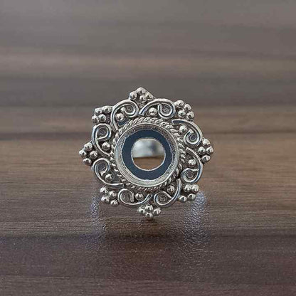Solid 925 Sterling Silver Flower Bezel 7mm Cup Round Close Blank Collet Ring Bezel Setting Semi-Mount Blank Setting Ring Jewelry