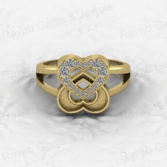 High Quality Solid 925 Silver Double Couple Heart Blank Base Semi Mount Ring for Ashes & Resin Work Breastmilk Keepsake Jewelry