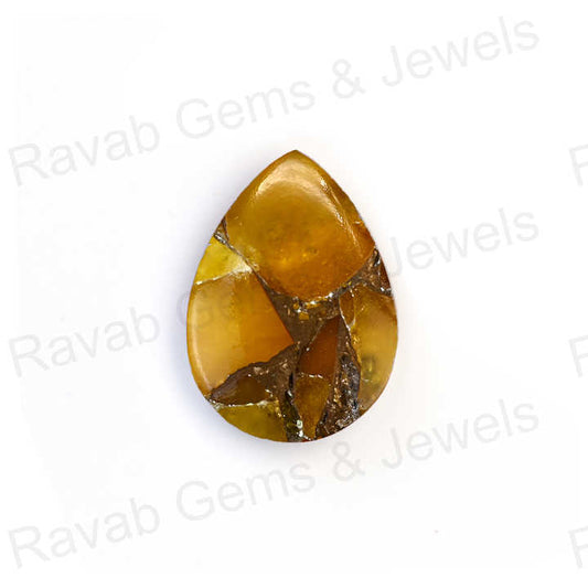 New Arrival 16x22mm Mohave Yellow Citrine Copper Pear Shaped Hand Polish Gemstone for Making Earring Handmade Fine Jewelry