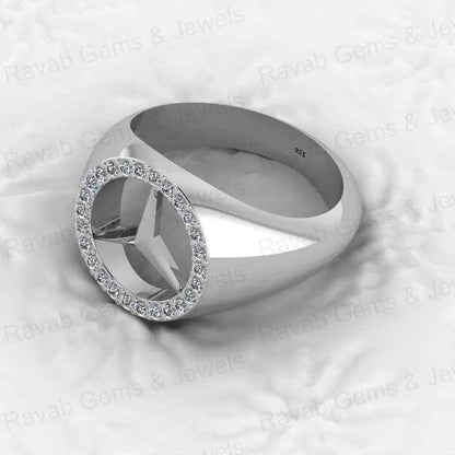 Best Selling Men's 925 Sterling Silver Signet Ring Personalized Brand Logo With CZ Diamond Fine Engagement Party Wear Jewelry