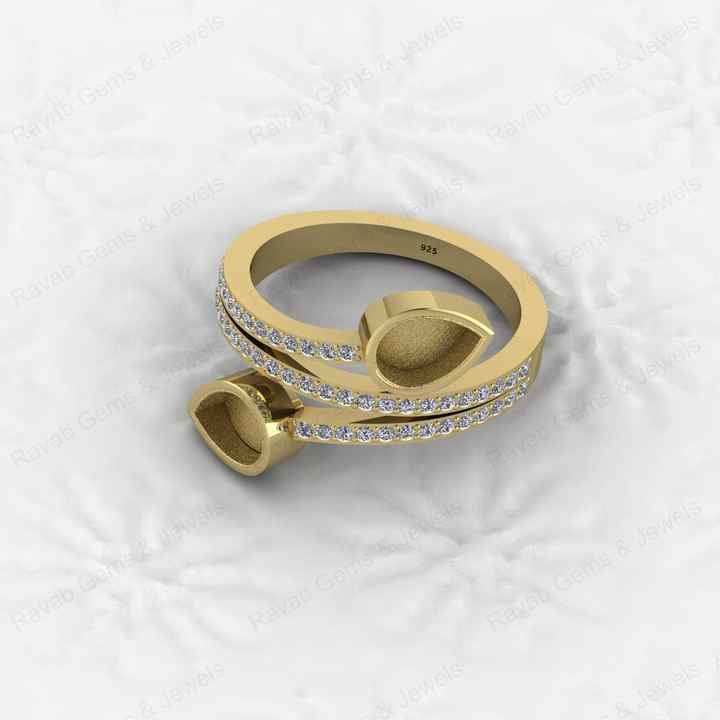 High Quality 925 Solid Silver 7x5mm Pear Blank Bezel Base Ring Gemstone CZ Setting DIY Breast Milk Ashes Resin Keepsake Jewelry