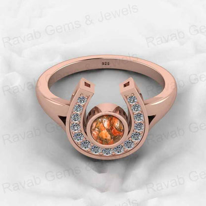 Best Selling Women's Boho Style Fine Eternity Ring 925 Silver Gold Vermeil Mohave Sponge Coral Copper Gemstone Good Luck