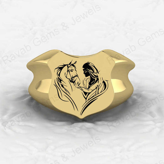 Top Selling Christmas Sale Solid 925 Sterling Silver Girl Love Horse Logo Ring Unique Designer Unisex Handmade Fine Jewelry