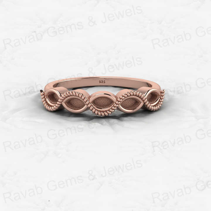 Genuine Solid 925 Sterling Silver Half Eternity Semi Mount Blank Setting Ring Good for Ashes & Resin Work Breastmilk Jewelry