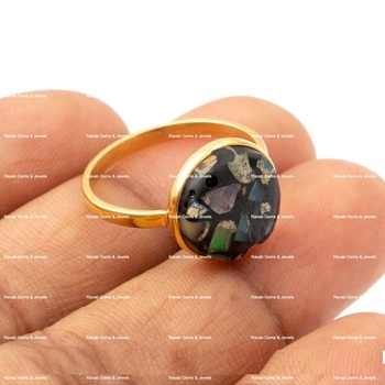 Hot Selling 12mm Natural Black Ethiopian Opal Ring Dainty Simple Trendy Gemstone Unisex Sterling Silver Rhodium Fine Jewelry