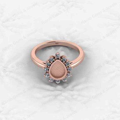 Best Quality 925 Silver Pear 6x8mm Semi Mount Blank Setting Ring for Gemstone Ashes & Resin Jewelry Findings & Components