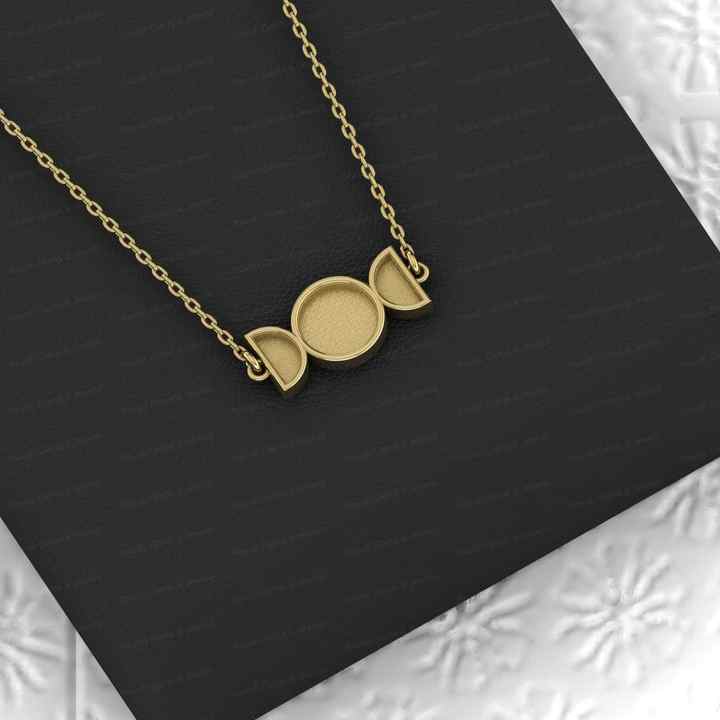 Best Quality 925 Half Moon Round Collet Bezel Cup Semi Mount Charm Pendant Necklace Setting Jewelry Findings Components