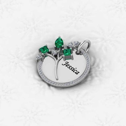 Beautiful Genuine 925 Silver 25mm Coin Tree of Life Emerald CZ Diamond Medallion Custom Name Women Pendant Necklace Fine Jewelry
