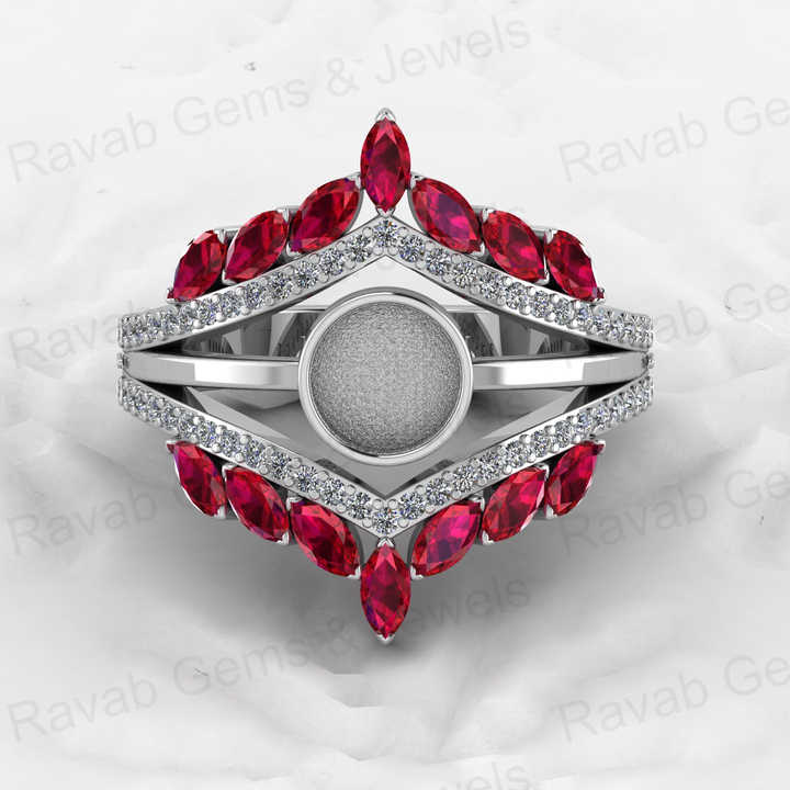 Solid 925 Sterling Silver 6mm Round With CZ Semi Mounting Blank Bezel Cocktail Ring Setting for Ashes Resin & Gemstone Jewelry