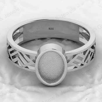 925 Sterling Silver High Quality Filigree Pre-Noted Design Semi Mount Blank Ring Bezel Setting Keepsake Breastmilk Jewelry