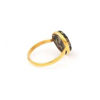 Hot Selling 12mm Natural Black Ethiopian Opal Ring Dainty Simple Trendy Gemstone Unisex Sterling Silver Rhodium Fine Jewelry