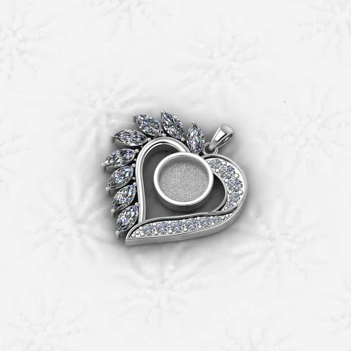 Top Selling Genuine 925 Sterling Silver Gold Plated 25mm Valentine Heart Charm Semi Mount Blank Pendant Setting Keepsake Jewelry