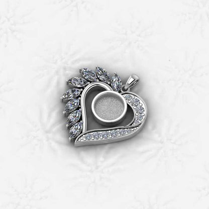 Top Selling Genuine 925 Sterling Silver Gold Plated 25mm Valentine Heart Charm Semi Mount Blank Pendant Setting Keepsake Jewelry