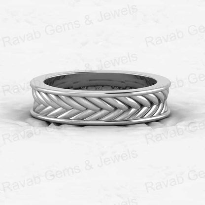 Top Trending 925 Sterling Silver Gold Vermeil Modernist Rope Weave Braid Knot Wicker 4mm Eternity Band Men's Ring Fine Jewelry