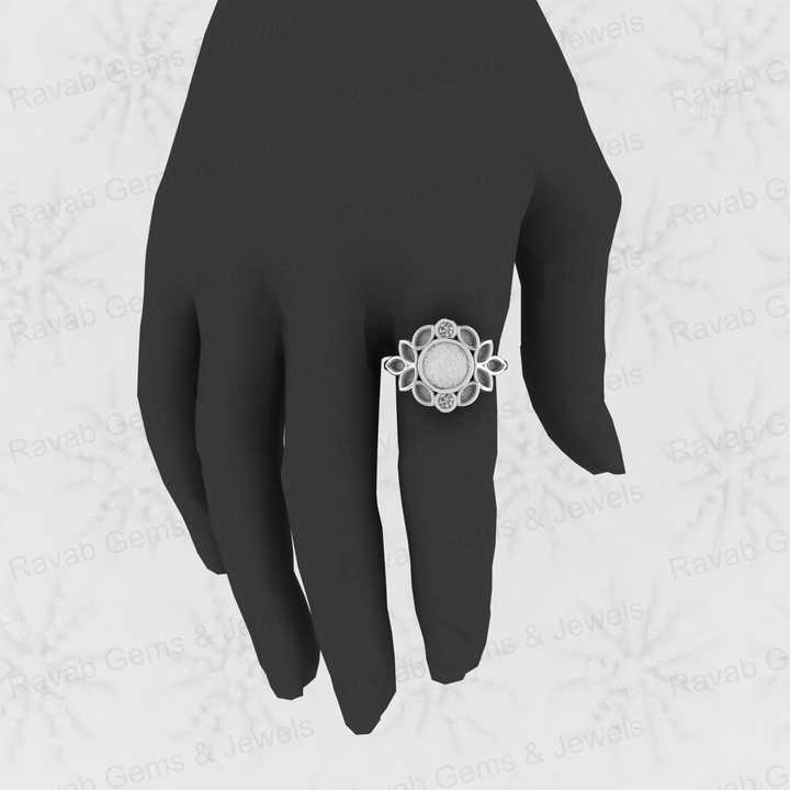 Solid 925 Sterling Silver 8mm Round & Micro Marquise CZ Semi Mount Blank Bezel Base Ring Setting for Resin Ashe Keepsake Jewelry