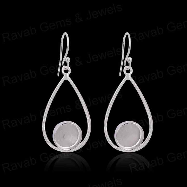 Handmade 925 Silver 10mm Round Cup Blank Bezel Collet Charm Earrings Gemstone Cabochon Setting Ashes & Resin Breast Milk Jewelry