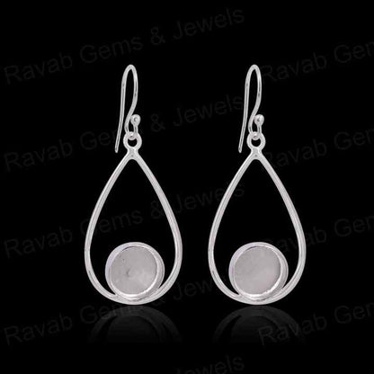 Handmade 925 Silver 10mm Round Cup Blank Bezel Collet Charm Earrings Gemstone Cabochon Setting Ashes & Resin Breast Milk Jewelry