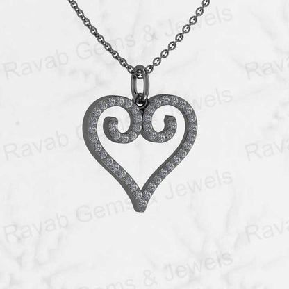 Best Quality Solid 925 Sterling Silver Flower Swirl Heart Fine Fashion CZ Pendant for Women Valentine Best Gift Necklace