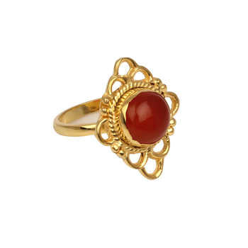 Unisex High Quality 925 Sterling Silver Handmade Ring 18K Gold Plating 10mm Natural Fantastical Chalcedony Bezel Setting Women