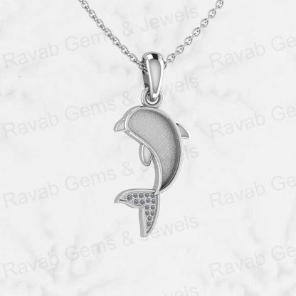 Top Quality 925 Sterling Silver 28x12mm Friendly Dolphin Fish Semi Mount CZ Charm Pendant for Resin Jewelry Findings Components