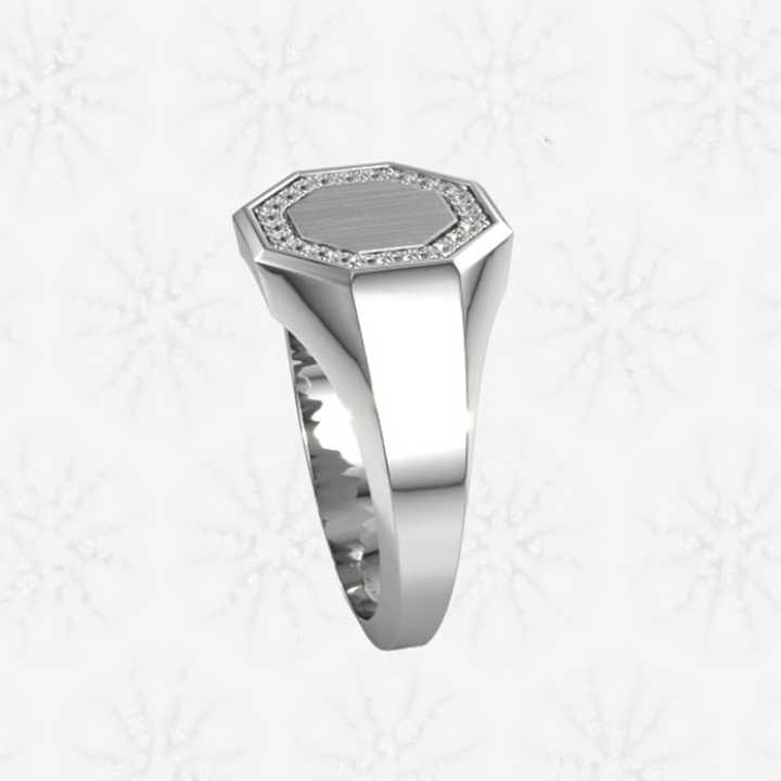 Mother's Day Sale Solid 925 Sterling Silver Hexagon Shape Engraving CZ Signet Ring for Women & Men Fine Handmade Unique Gifts