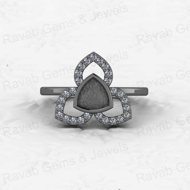 Genuine Solid 925 Sterling Silver Clover Trillion Semi Mount Blank Setting Ring Good for Ashes & Resin Work Breastmilk Jewelry