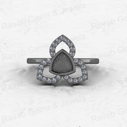 Genuine Solid 925 Sterling Silver Clover Trillion Semi Mount Blank Setting Ring Good for Ashes & Resin Work Breastmilk Jewelry