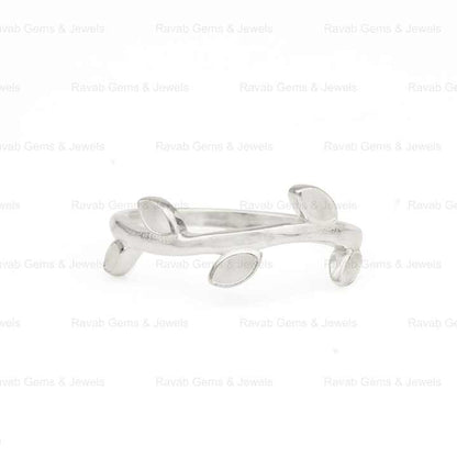 Hot Selling Keepsake Breastmilk DIY Jewelry 925 Silver 2x4mm Marquise Leaf Branch Design Semi Mount Blank Bezel Setting Ring