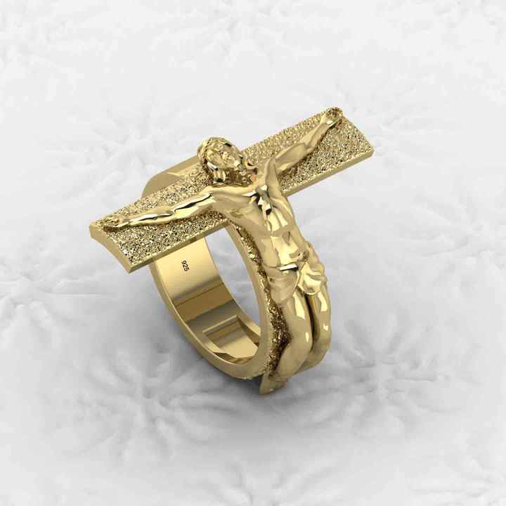 Hot Selling 925 Sterling Silver Crucifix Spiritual Catholic Faith Emblem Jesus Cross Christ Ring Personalized Men's Fine Jewelry