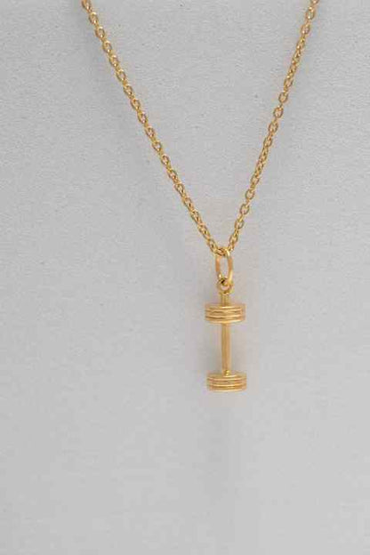 Valentine Sale Solid 925 Sterling Silver 14k Gold Plated Dumbbell Necklace Vermeil Eternity Pendant for Gym Lover Fine Jewelry