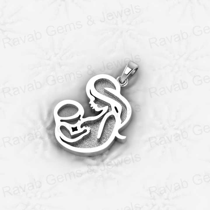Solid 925 Silver 32x22mm Mother Baby Breastfeeding Mom Blank Bezel Setting Semi Mount Charm Pendant for Resin Ashes Work Jewelry