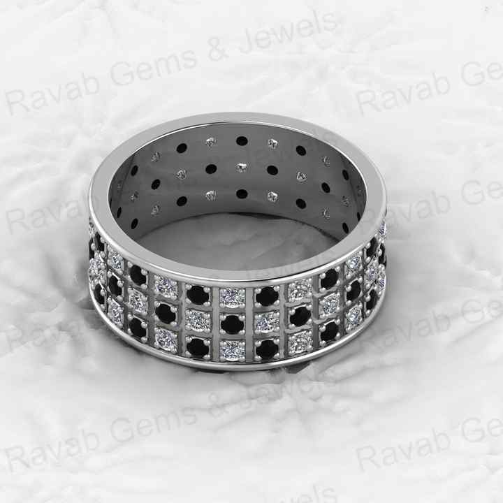 Top Selling 925 Silver Gold Vermeil 8mm Wide Eternity Wedding Band With Checkerboard Pattern Micro CZ Women Fine Jewelry Ring
