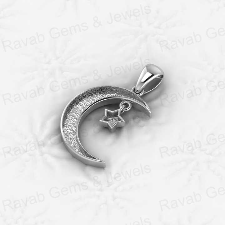 Genuine 925 Sterling Silver 20mm Moon Star Design Semi Mounting Blank Base Setting Charm Pendant for Resin & Ashes Work Jewelry