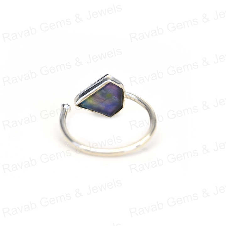 New Arrival Solid 925 Sterling Silver Abalone Shell Quartz 10x10mm Diamond Bezel Setting Adjustable Ring for Women Fine Jewelry