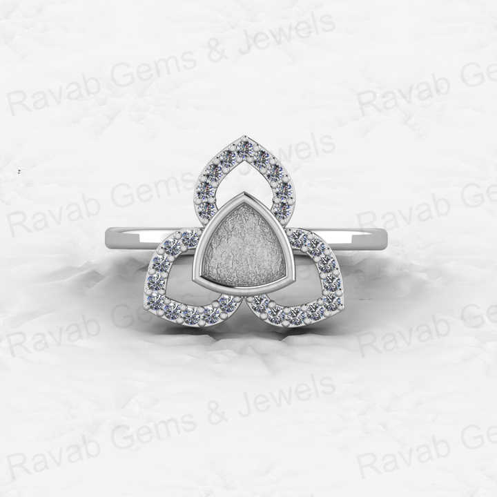 Genuine Solid 925 Sterling Silver Clover Trillion Semi Mount Blank Setting Ring Good for Ashes & Resin Work Breastmilk Jewelry