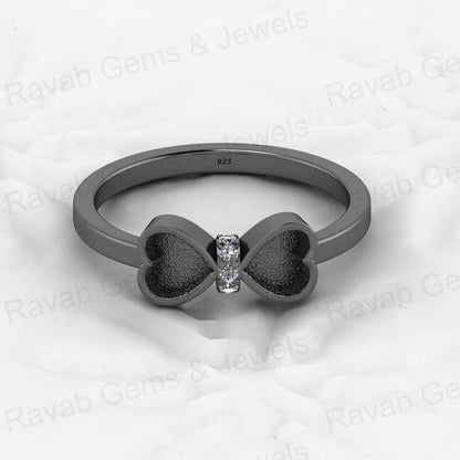 Solid 925 Sterling Silver 4mm Heart Semi Mount Blank Setting Coquette Bow Ring for Breastmilk & Keepsake Resin Ceramic Jewelry