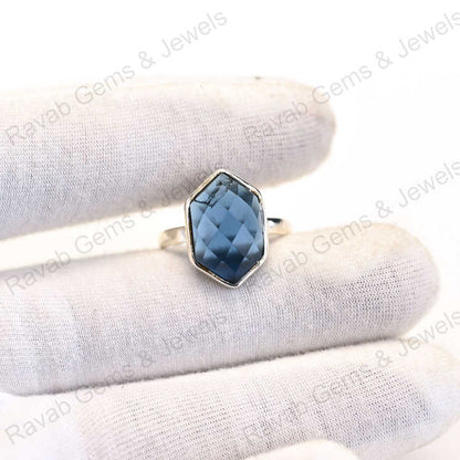 Best Selling Solid 925 Sterling Silver Neon Apatite Hydro Quartz Checker Cut Setting Ring for Women Fine Handmade Jewelry