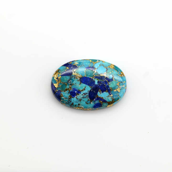 Top Quality Blue Copper Turquoise 20x30mm Oval Shape Flat Back Calibrated Loose Gemstone Cabochon for Making 18k Gold Jewelry