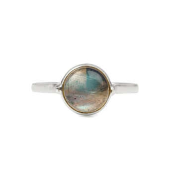 Top Selling 925 Sterling Silver Handmade Dainty Ring for Women With 10mm Blue Flash Labradorite Stone Bezel Setting Anniversary