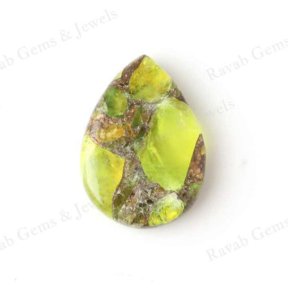 High Quality 16x22mm Pear Palm Natural Mohave Green Perdot Copper Composite Gemstone Jewelry Making Calibrated Size Stones