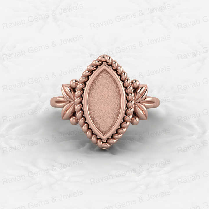 Solid 925 Silver 6x12mm Marquise With Leaf Bezel Cup Semi Mounting Resin & Ashes Work Jewelry Findings Components Blank Stone
