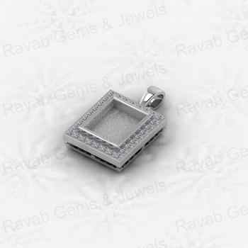 8x10mm Rectangle CZ Blank Bezel Setting High Quality 925 Solid Silver Pendant Charm Breastmilk DIY Keepsake Jewelry Findings