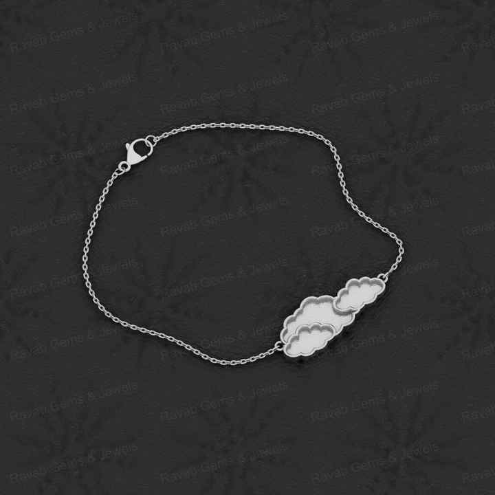 Superb Quality Solid 925 Sterling Silver Cloudy Sky Design Semi-mount Blank Setting Bracelet For Women Good For Ashes & Resin