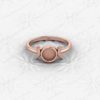 New Arrival 925 Sterling Silver 6mm Half Moon Semi Mount Blank Setting Best Wishes Ring Good for Resin Keepsake Finding Jewelry