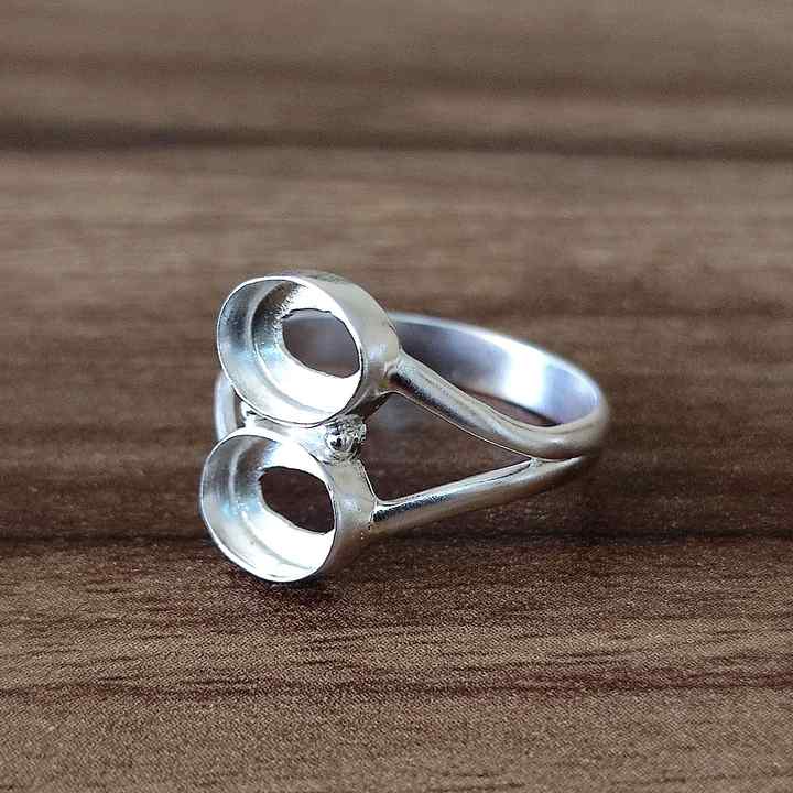 Genuine Solid 925 Sterling Silver Oval Cup 6x8MM Round Bezel Setting Semi-Mount Blank Setting Simple Band Fine Ring For Women
